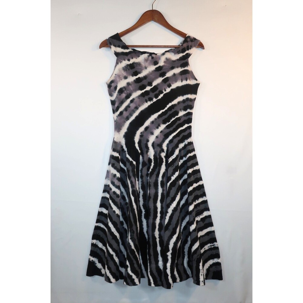 Luna Luz Tie Dye Dress Size Medium Art to Wear Sleeveless Black & White Boho